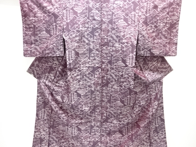 抽象模様織り出し手織り紬着物